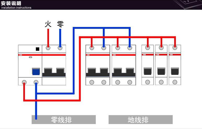 abb微型断路器s204 d63 三相四线空气开关4p 63a 四极空开 家用产品